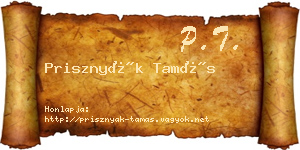 Prisznyák Tamás névjegykártya